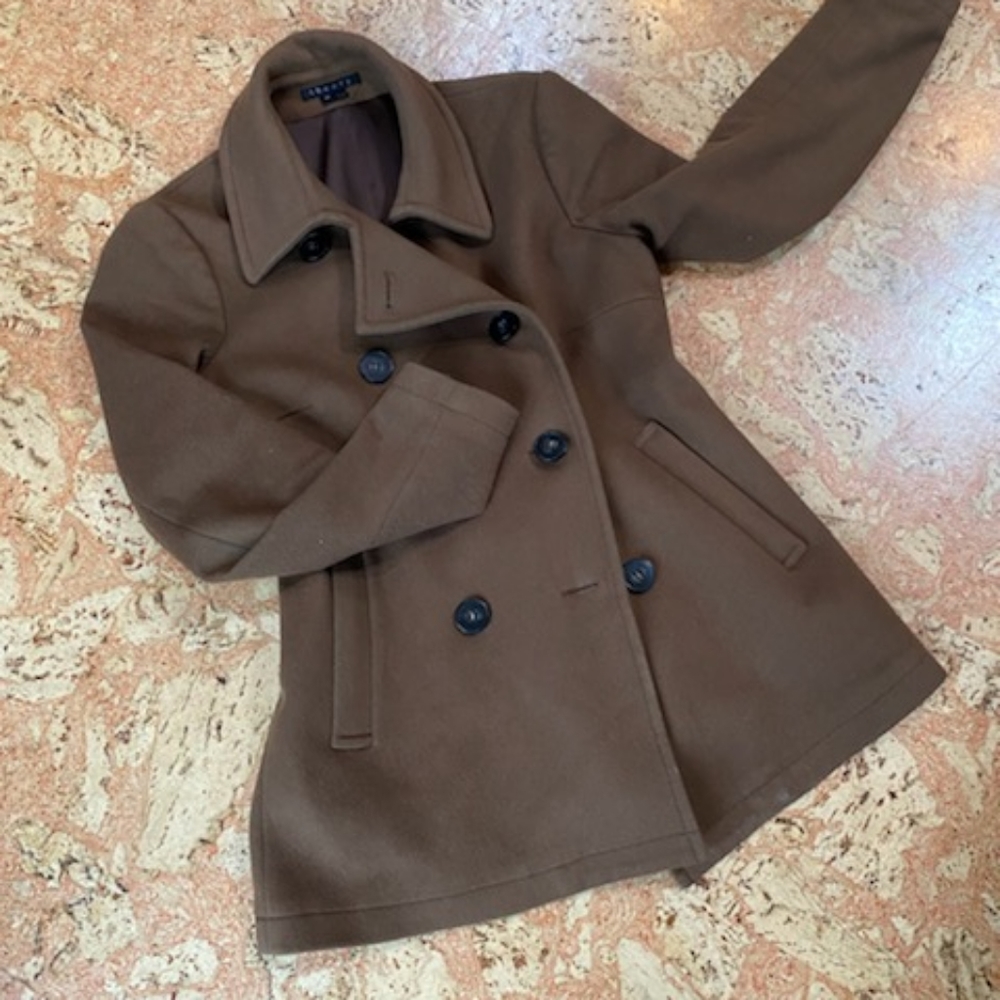 Theory Wool bronze green peacoat